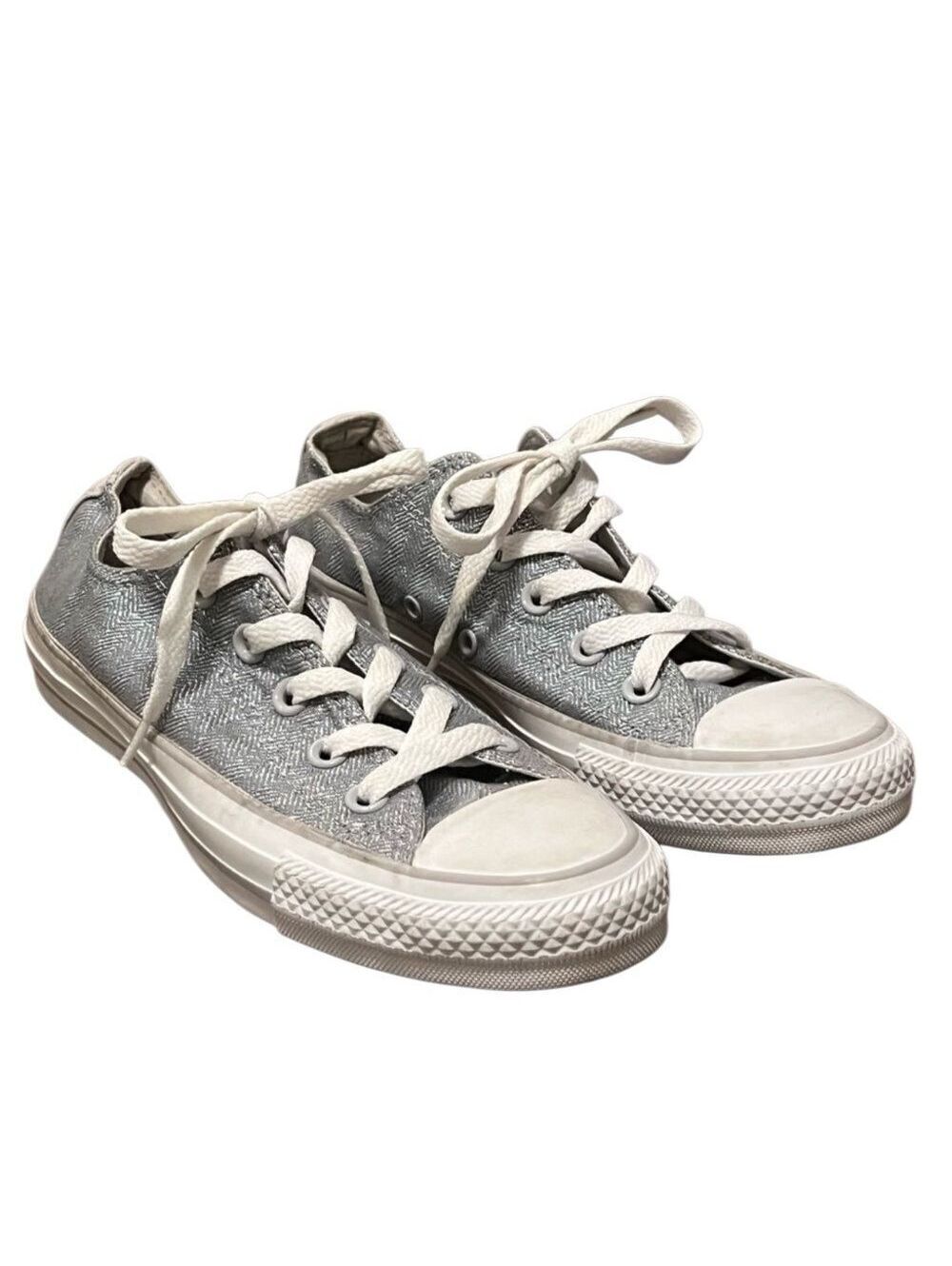 CONVERSE Silver Chuck Taylor All Star Silver Metallic Low Top Canvas Sneaker 5.5